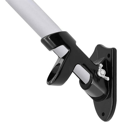 Dual Hole Adjustable Aluminum Flag Pole Wall Mount Holder - Black