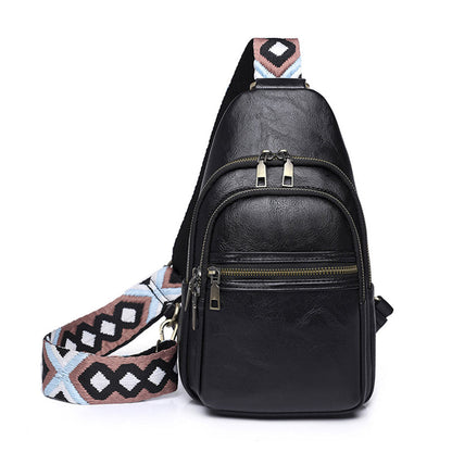 Women Sling Bag PU Leather Crossbody Bag Shoulder Bag Black