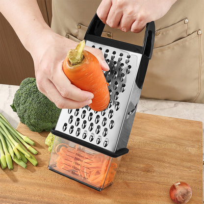 Box Grater with Container Stainless Steel Coarse Fine Slicer Non Slip Base