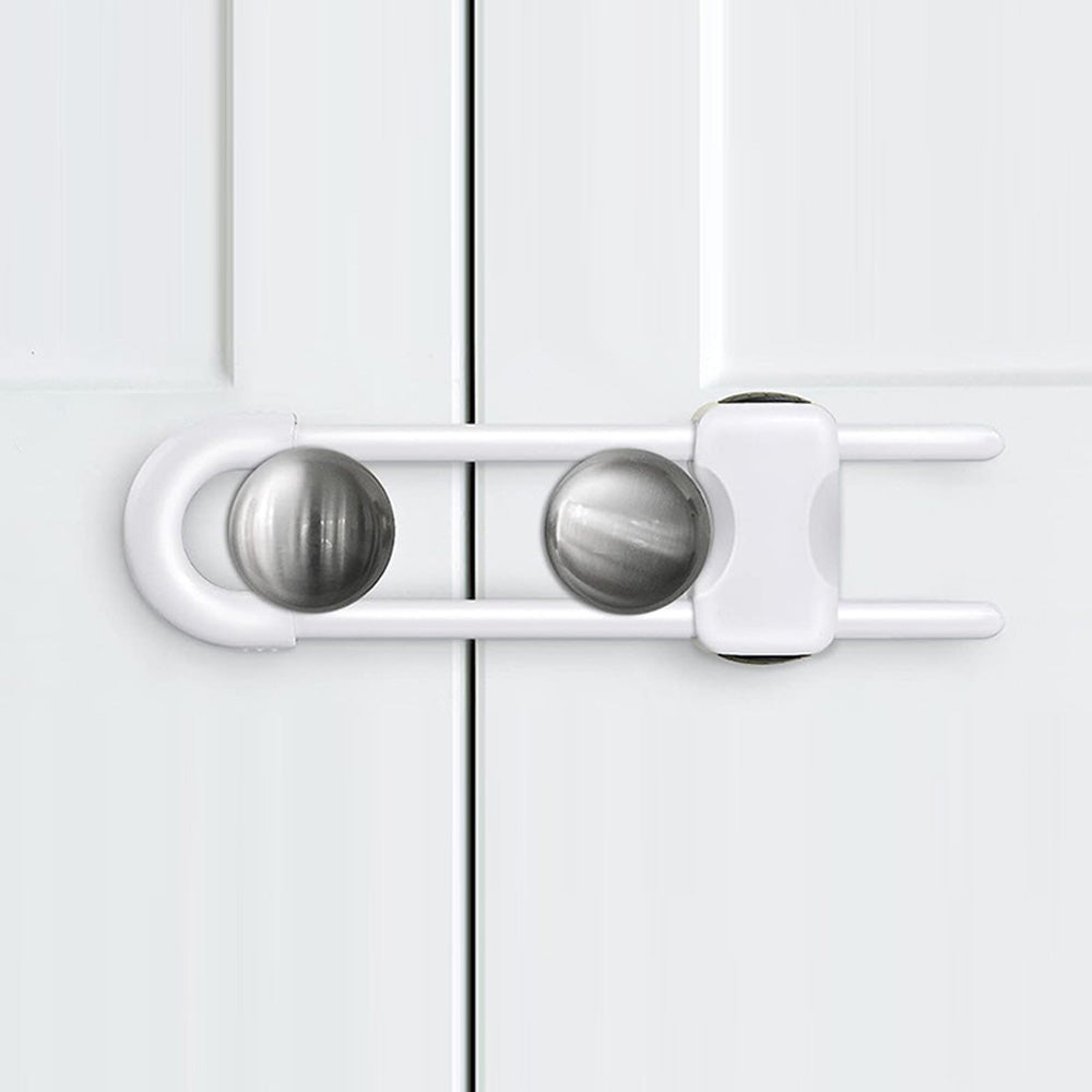 5Pcs Cabinet Locks U-Shaped Drawers Locks for Knob Handle on Door Cupboard -White