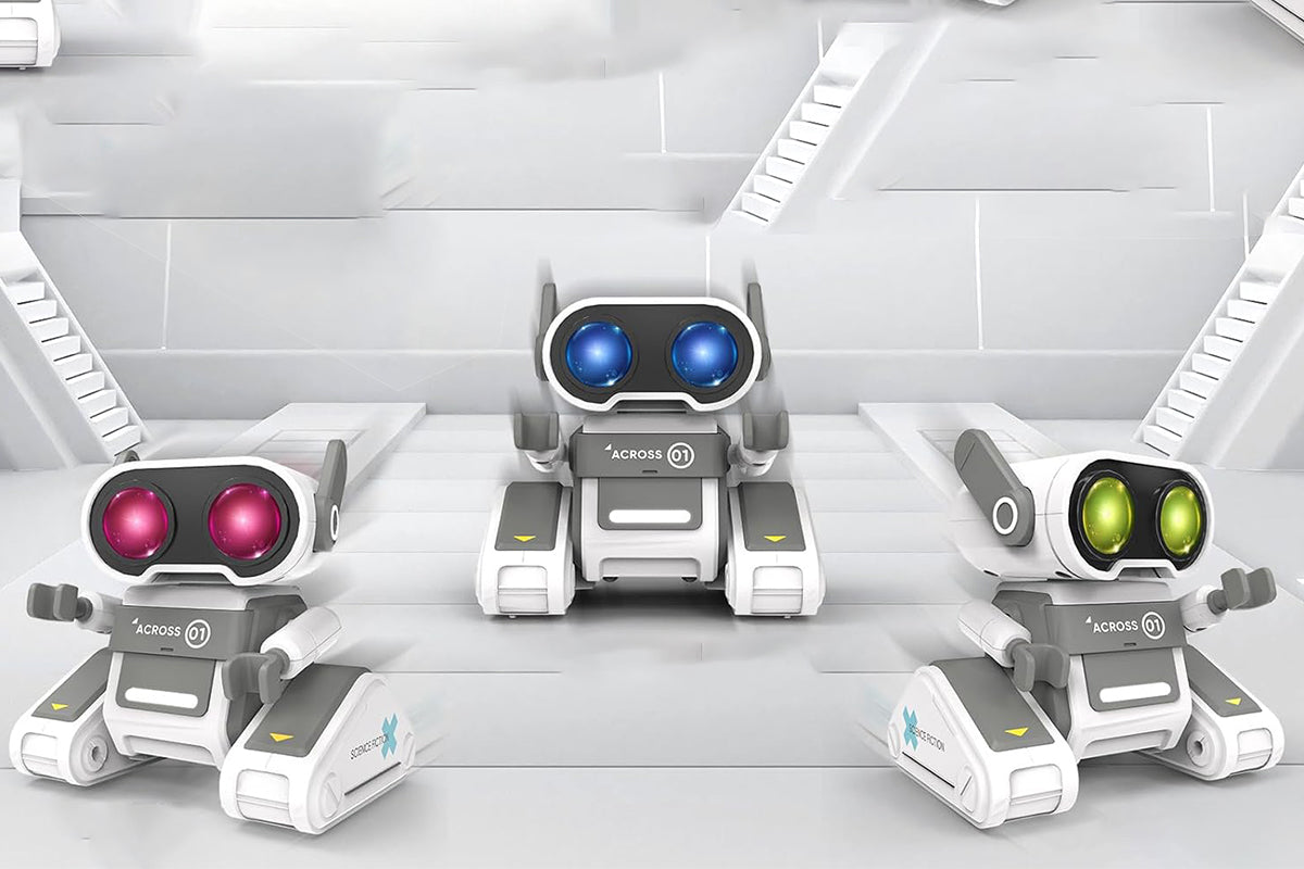 Remote Control Robot Toys RC Robots with LED Eyes Flexible Head Arms Music Dance Moves Christmas Gift Birthday-Grey