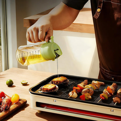 2 Pcs Measuring Oil Dispenser Bottle with Spray and Pour