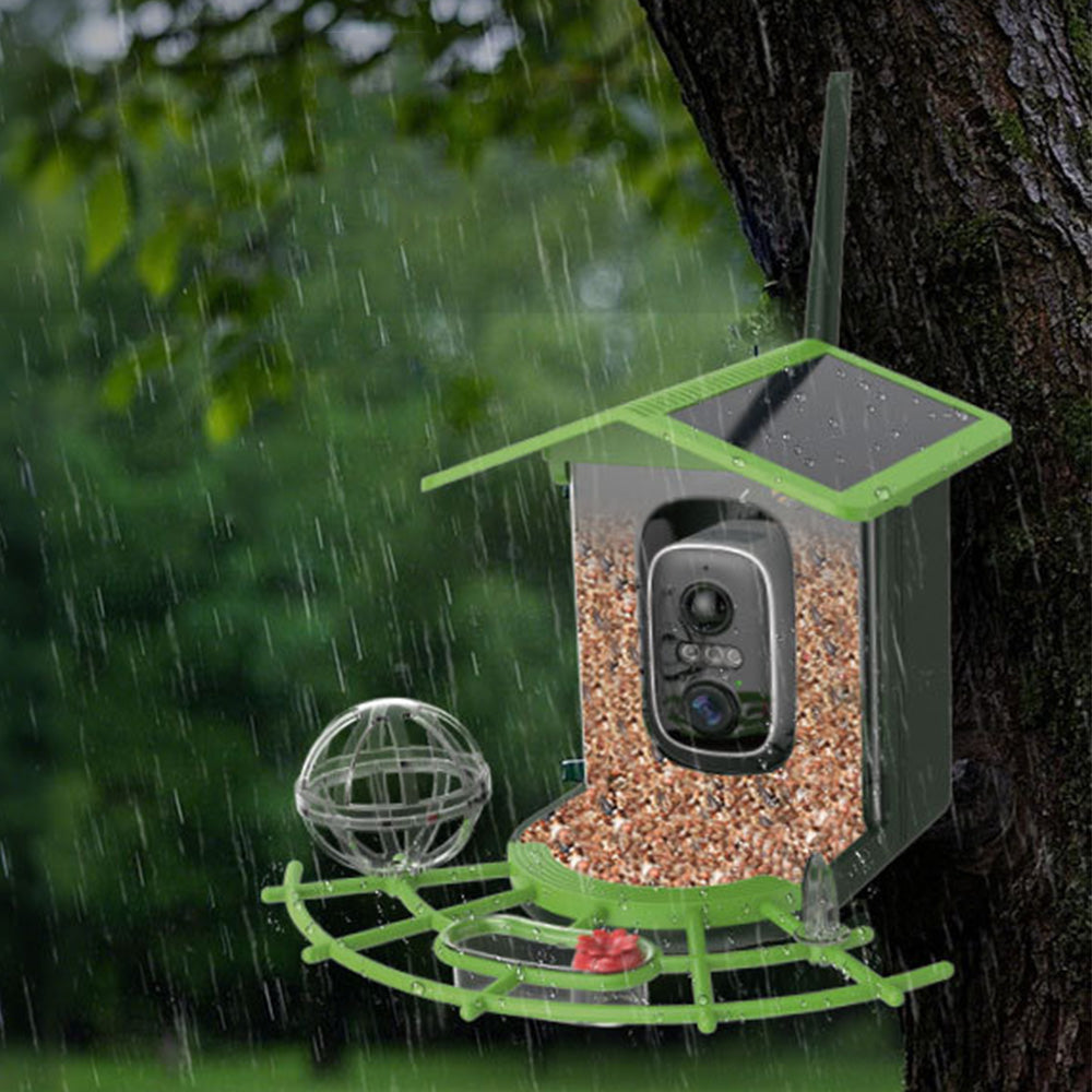 Outdoor Solar Powered Waterproof Bird Feeder with Camera for Garden