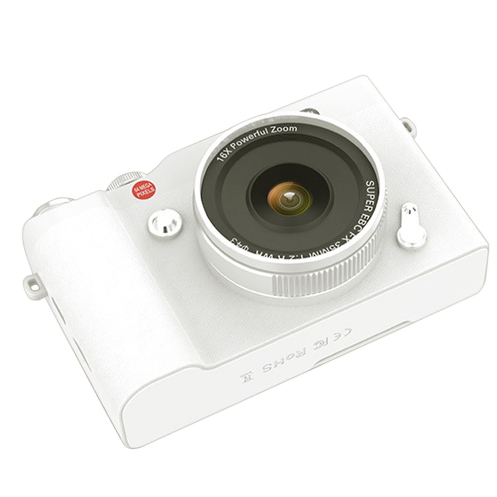 4K 64MP Vlogging Camera with Flip Screen & 16X Digital Zoom White