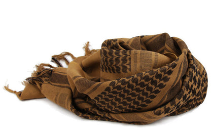 Military Shemagh Arab Tactical Desert Keffiyeh Thickened Scarf Wrap for Men-Brown