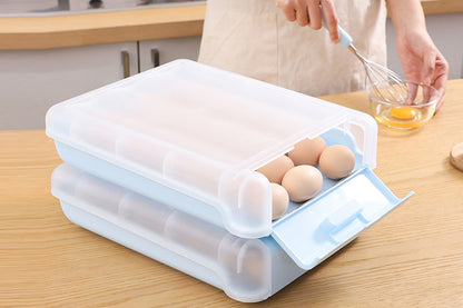 Automatic Scrolling Egg Storage Box Removable Egg Dispenser-Blue