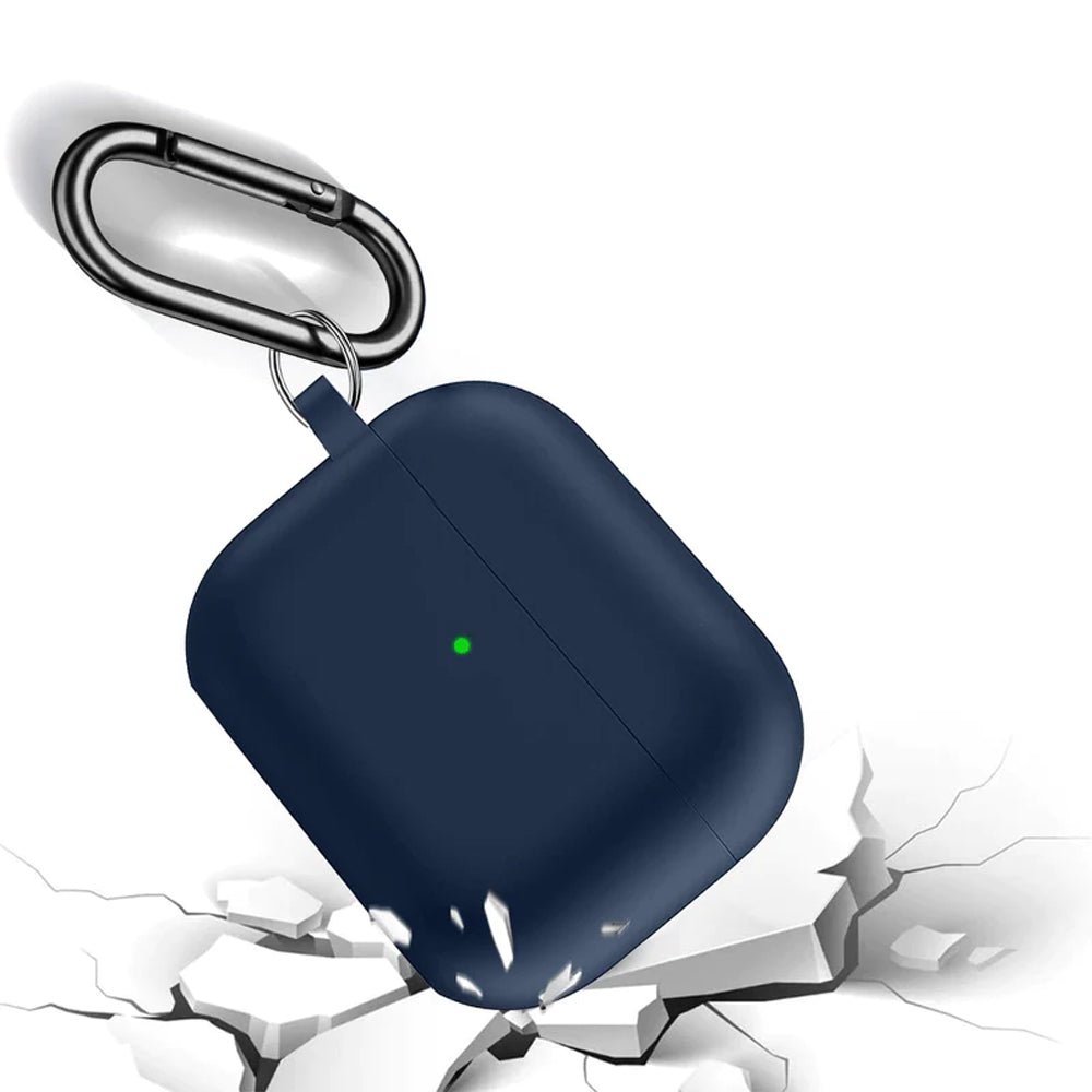 For Apple AirPods 3rd Generation Silicone Protective Case Cover with Cleaner Kit and Keychain Blue