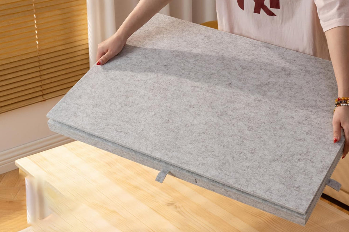 6 Sliding Drawers Puzzle Board Foldable Felt Puzzle Table Up to 1000 Pieces-Light Grey