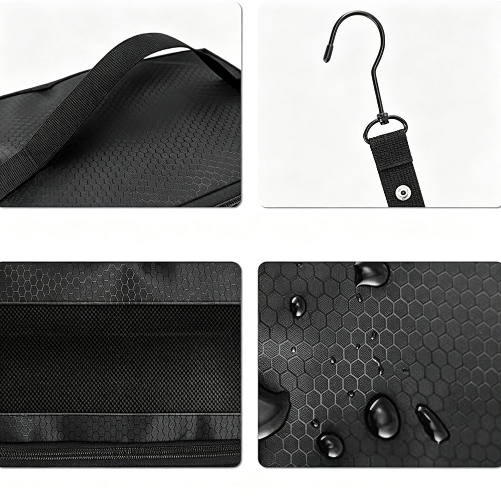 Large Hanging Travel Organizer with 4 Compartments  - Black