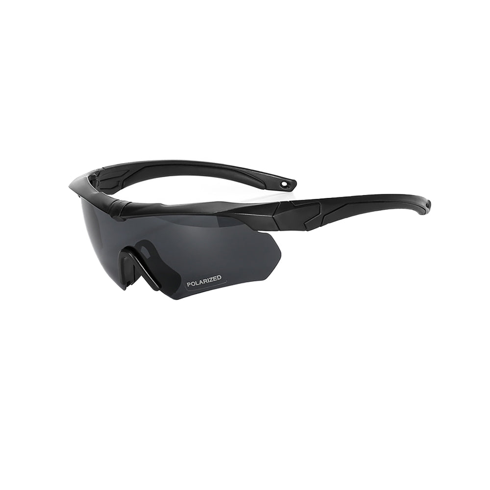 Tactical Glasses Outdoor Sports Black Polarized Goggles with 2 Replacement Lenses Black