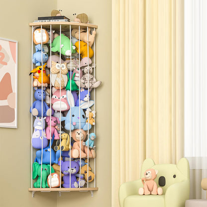 Stuffed Animal Storage Wood Corner Cage Plush Toys Holder With Star Pattern