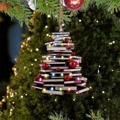 8Pcs Christmas Tree Shape Bookshelf Pendant 2D Acrylic  Xmas Ornament Christmas Tree Decor