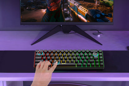 Mini Gaming Keyboard and Mouse Combo Wired K68 RGB Streamer Mini Gaming Keyboard Membrane Keyboard-Black
