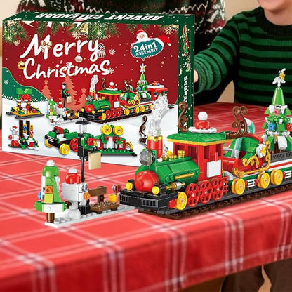 Advent Calendar Christmas Train Building Block Set ¨C Holiday Countdown Toy
