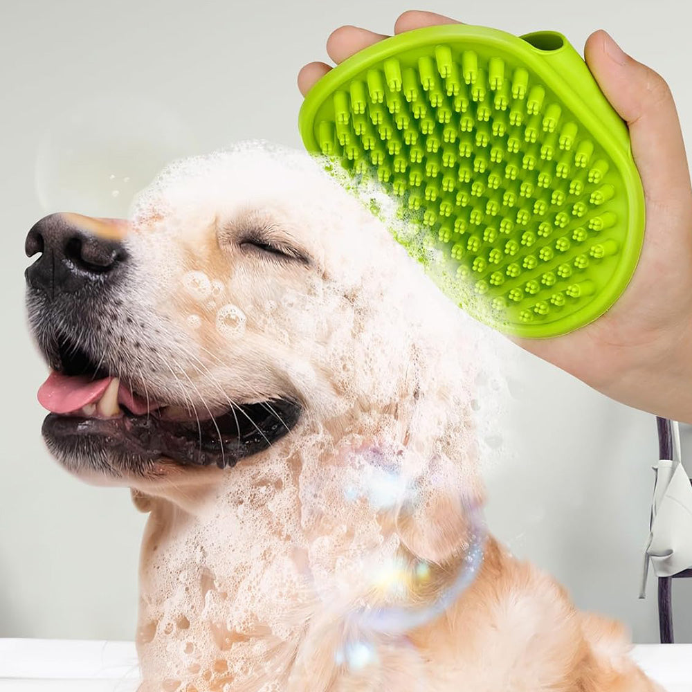 2PCS Pet Grooming Tools Pet Bath Brush Deshedding Dog Brush Suitable For Dogs Cats and Horses-Green
