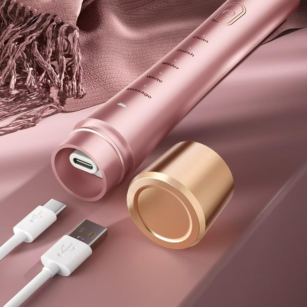 Electric Toothbrush for Adults ¨C Sonic Toothbrush with 6 Brush Heads and Smart Timer Pink