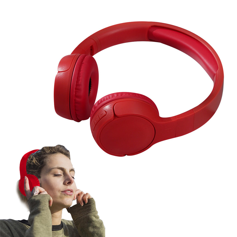 Rechargeable Bluetooth Wireless Headphones On-Ear Stereo Headset Red