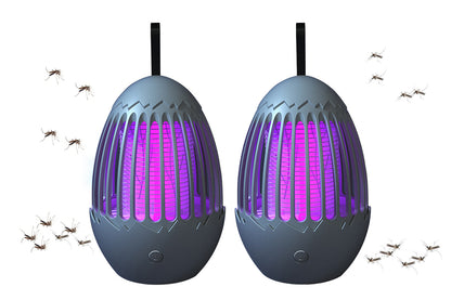 2Pcs USB Outdoor Indoor LED Light Rechargeable Mosquito Killer Portable Waterproof Mosquito Repellent-Grey