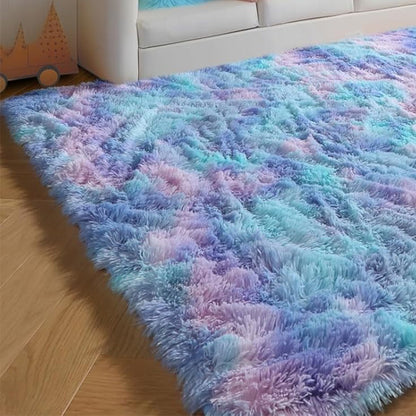 Plush Area Rug Soft Fluffy Carpet for Bedroom Living Room Dorm Room-Blue