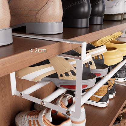 2 Pack Adjustable Shoe Shelf Space Saving Under Cabinet Shoe Rack for Closet