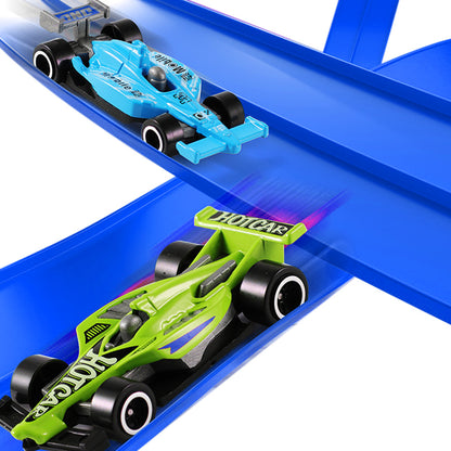 5-Meter Flexible Race Car Ramp Track Toy Set with Suction Cups Blue Outdoor Indoor