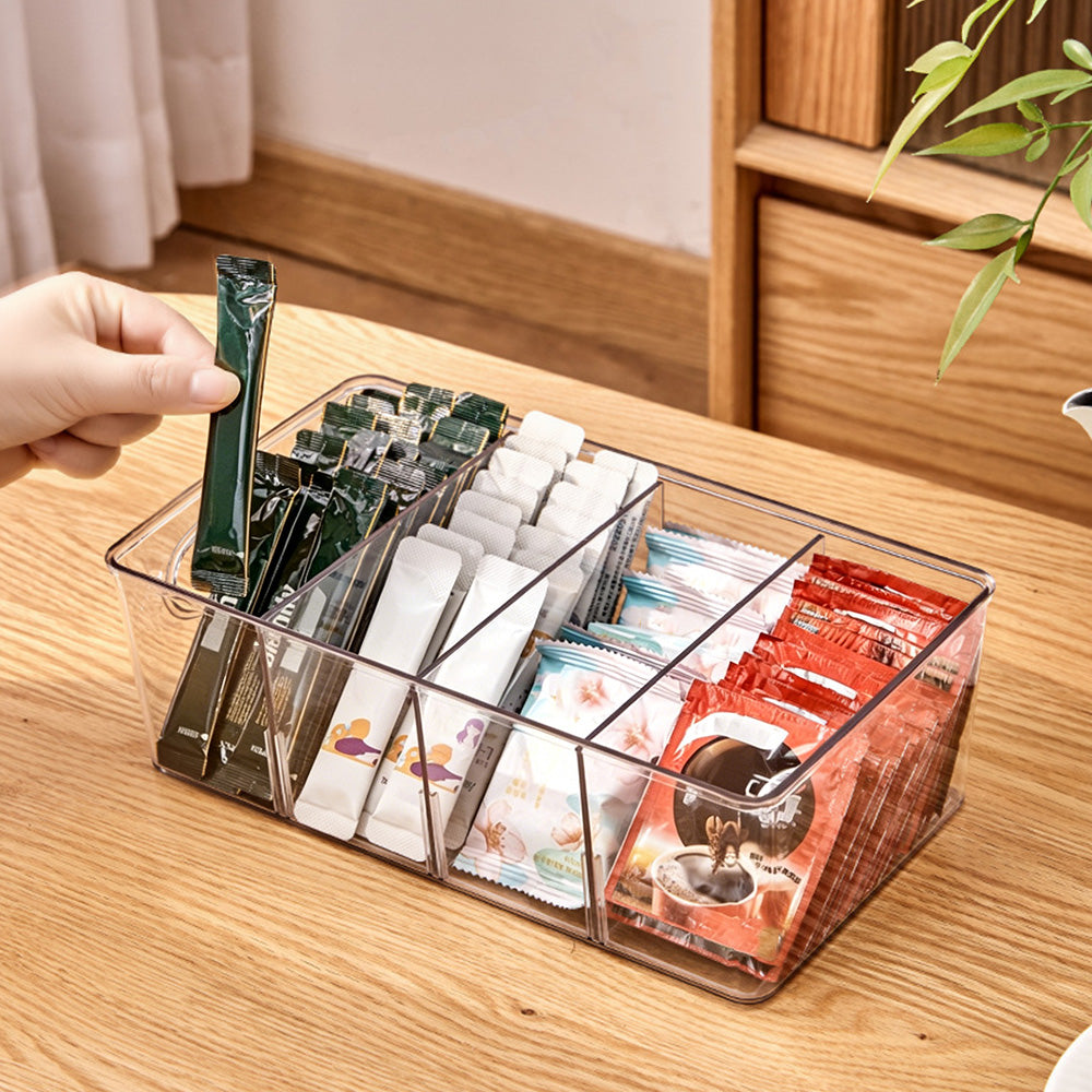 6Pcs Cabinet Organizer Bins with Handle Divided Storage Container for Kitchen