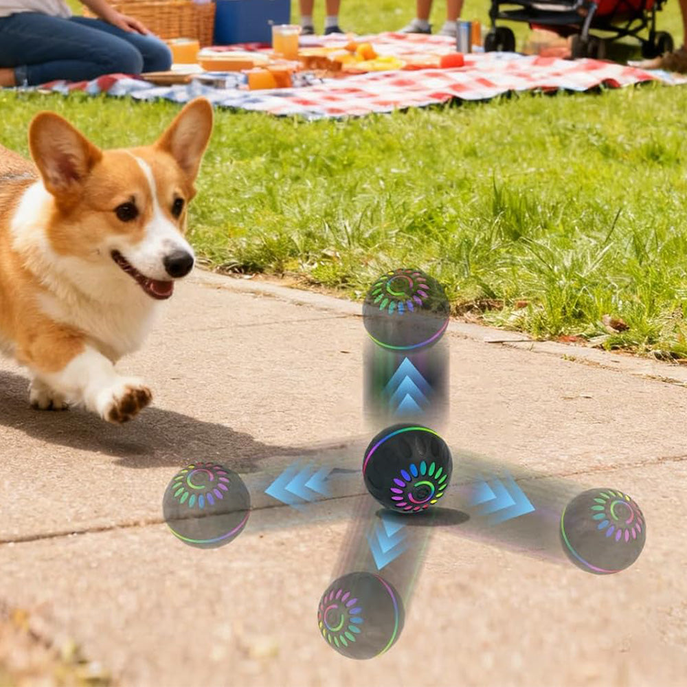 Interactive Dog Ball Toy Smart Moving Bouncing Dog Ball with LED Lights for Dogs Puppies-Black