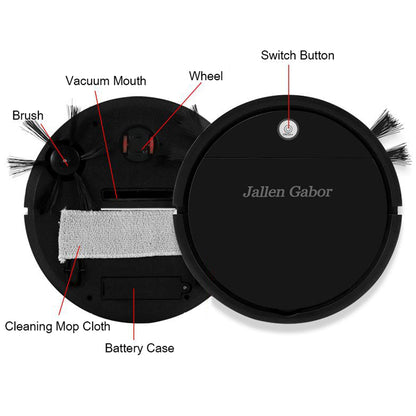 Powerful Suction Sweeping Robotic Cleaner Thin Robot Cleaning Machine-Black