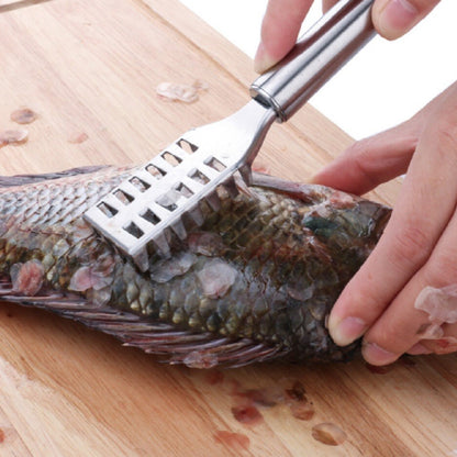 2Pcs Stainless Steel Fish Scaler Brush Scale Scraper Skin Remover Kitchen Seafood Clean Tool