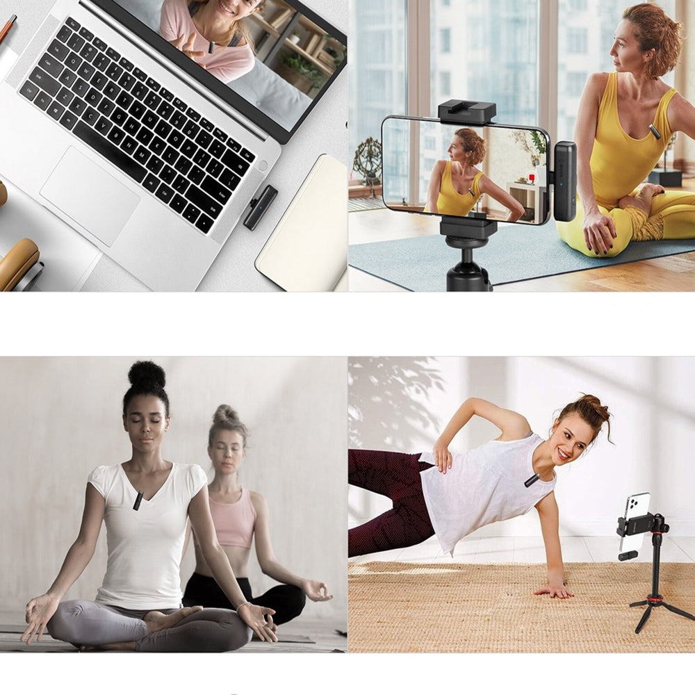 2.4G Wireless Lavalier Microphone Plug and Play Mic for Android iPhone iPad Vlog Live Stream Pink