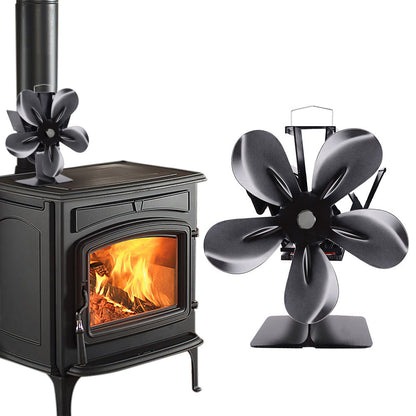 5-Blade Fireplace Fan for Wood Burning Stove Silent Heat Powered Stove Fan