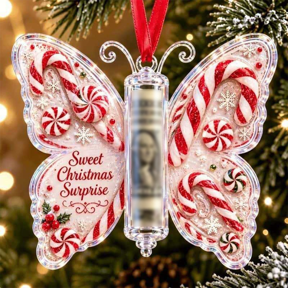 4Pcs Christmas Money Holder Ornaments Butterfly Cash Gift Hanging Decorations for Tree