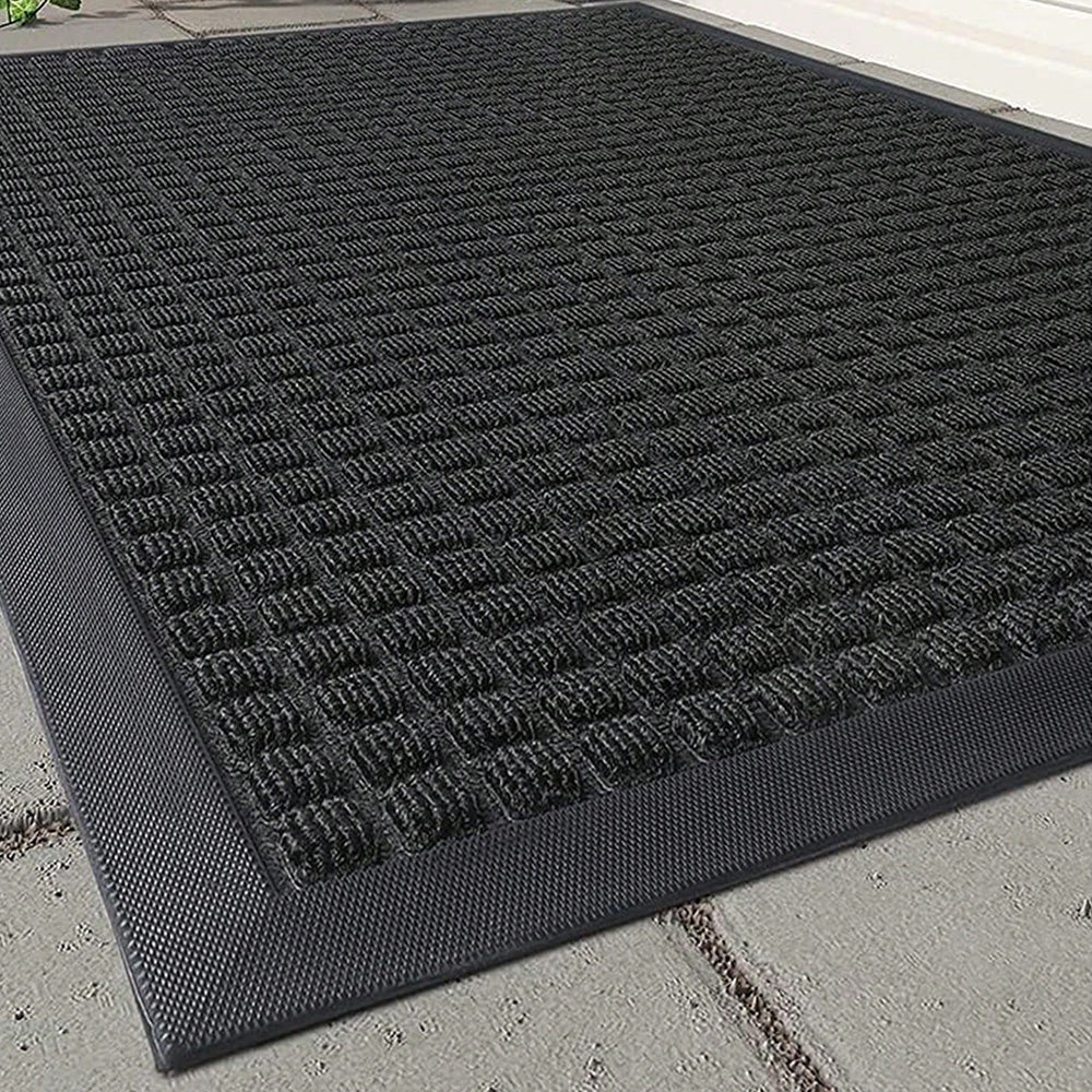PVC Entrance Floor Mat with Slip Resistant Rubber Backing - Black