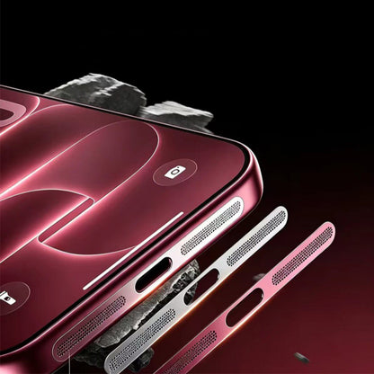 4Piece Metal Dust Mesh Covers for iPhone 18 Pro 18 Pro Max - Wine Red