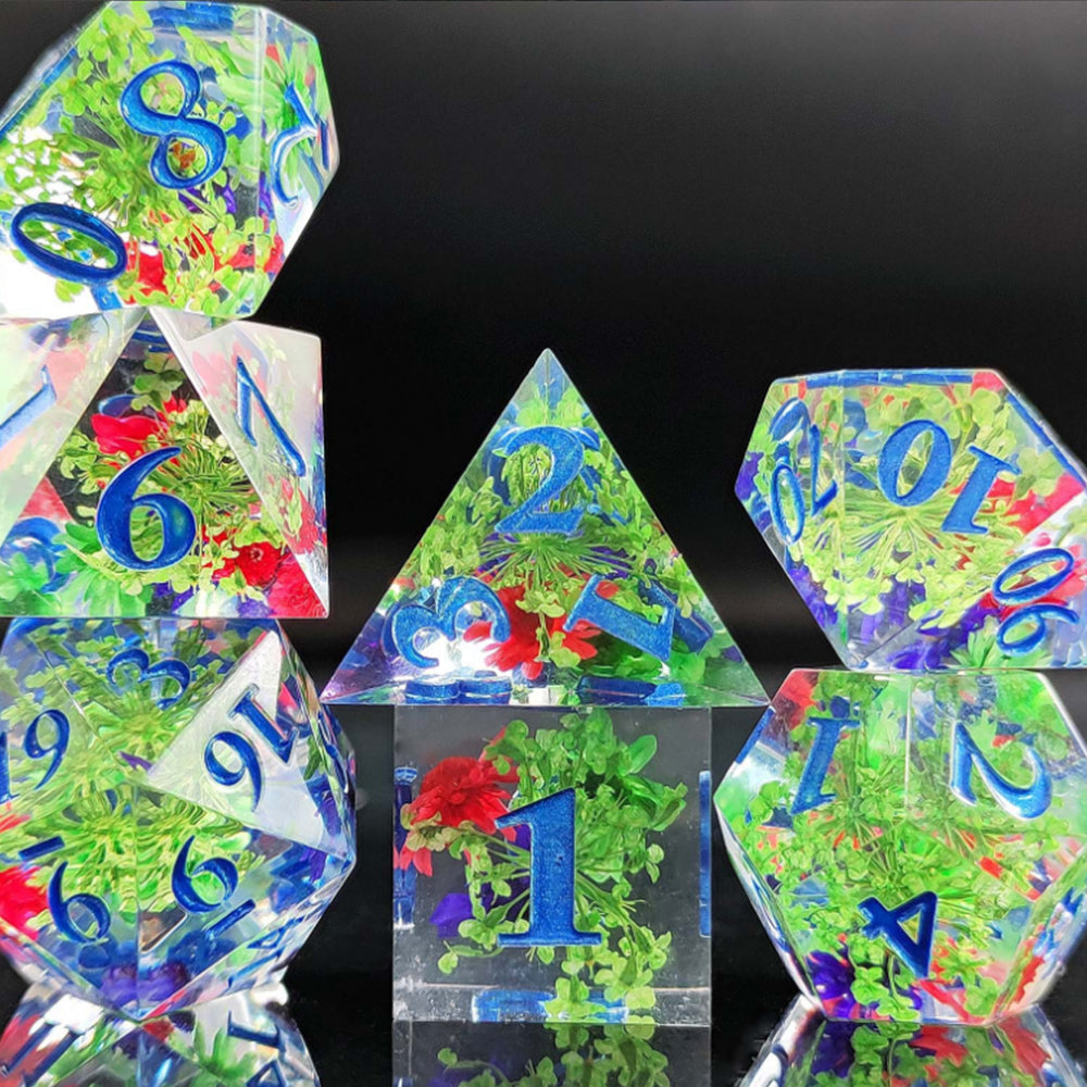 7Pcs Set DND Dice Resin Dice Table Games Accessories Style 1