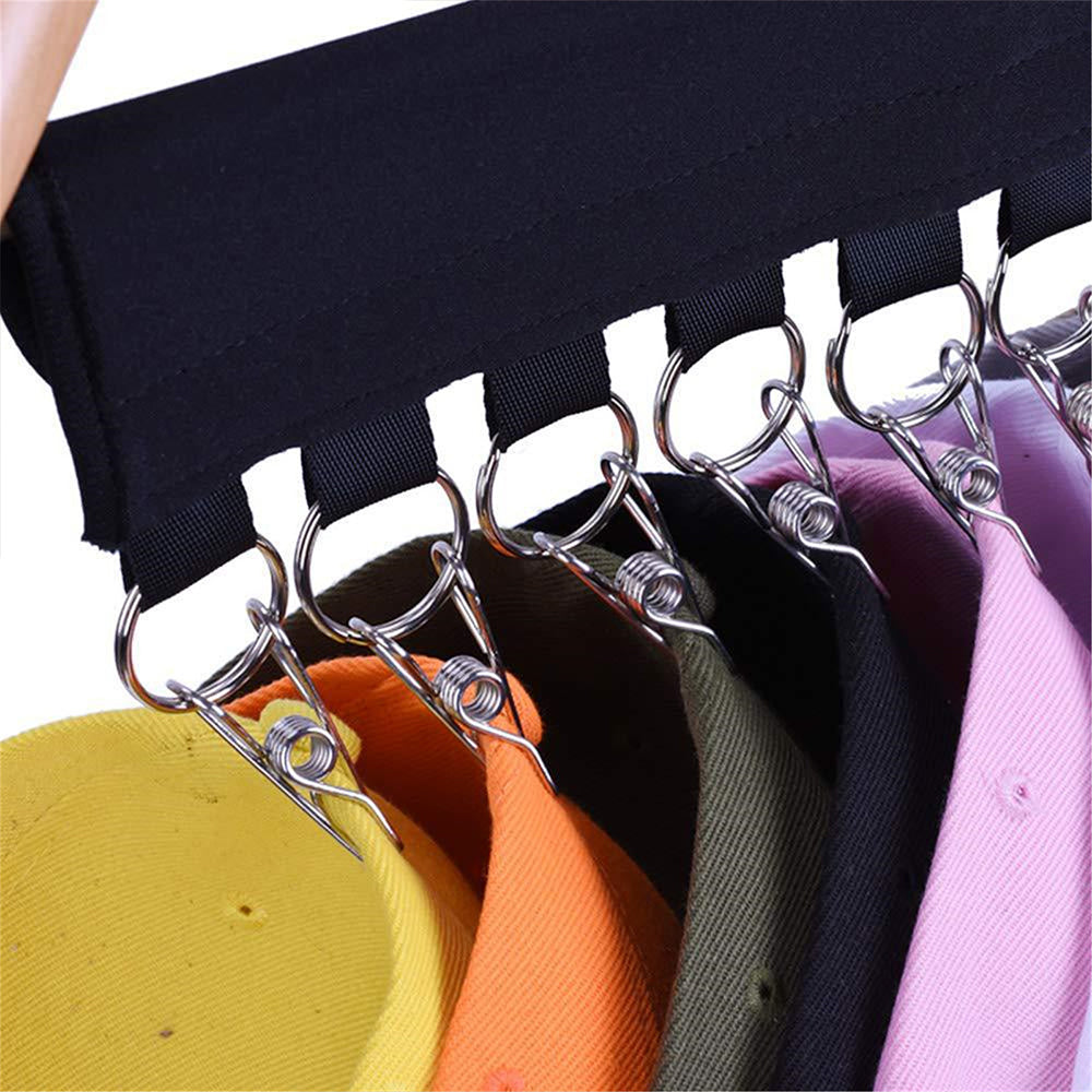10 Clips Portable Baseball Cap Hanger for Closet Door Wall Hat Organizer