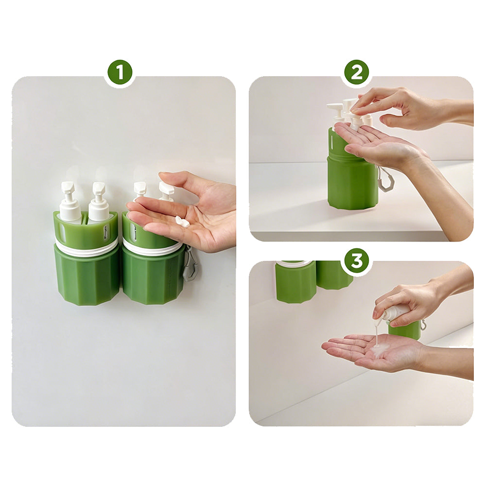 4 in 1 Travel Dispenser Bottle Set with Suction Cup for Toiletries-Green