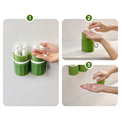4 in 1 Travel Dispenser Bottle Set with Suction Cup for Toiletries-Green