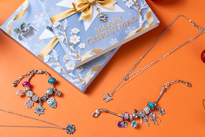 DIY Charm Bracelet Blind Box Jewelry Making Kit Holiday Birthday Gift for Little Ones Girls Teens-Blue