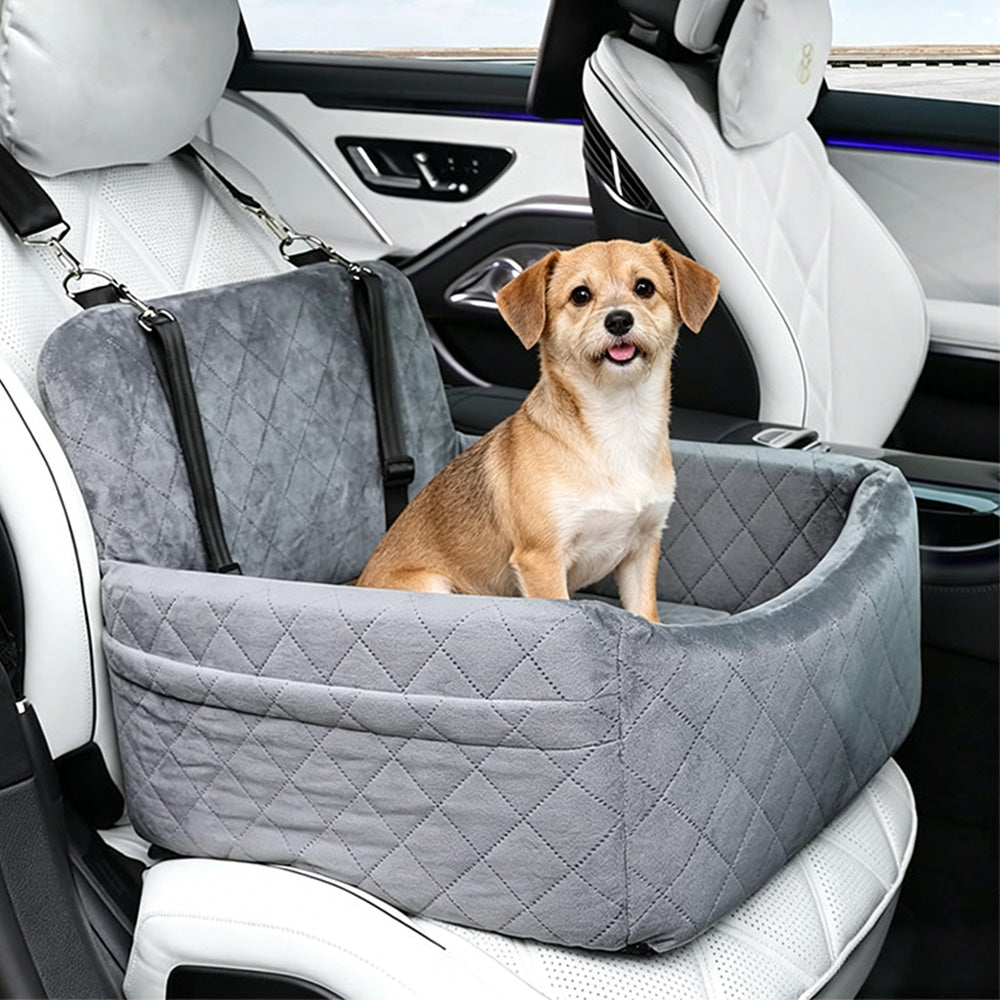 Car Dog Bed Pet Booster Seat For Small Dogs And Cats-Grey