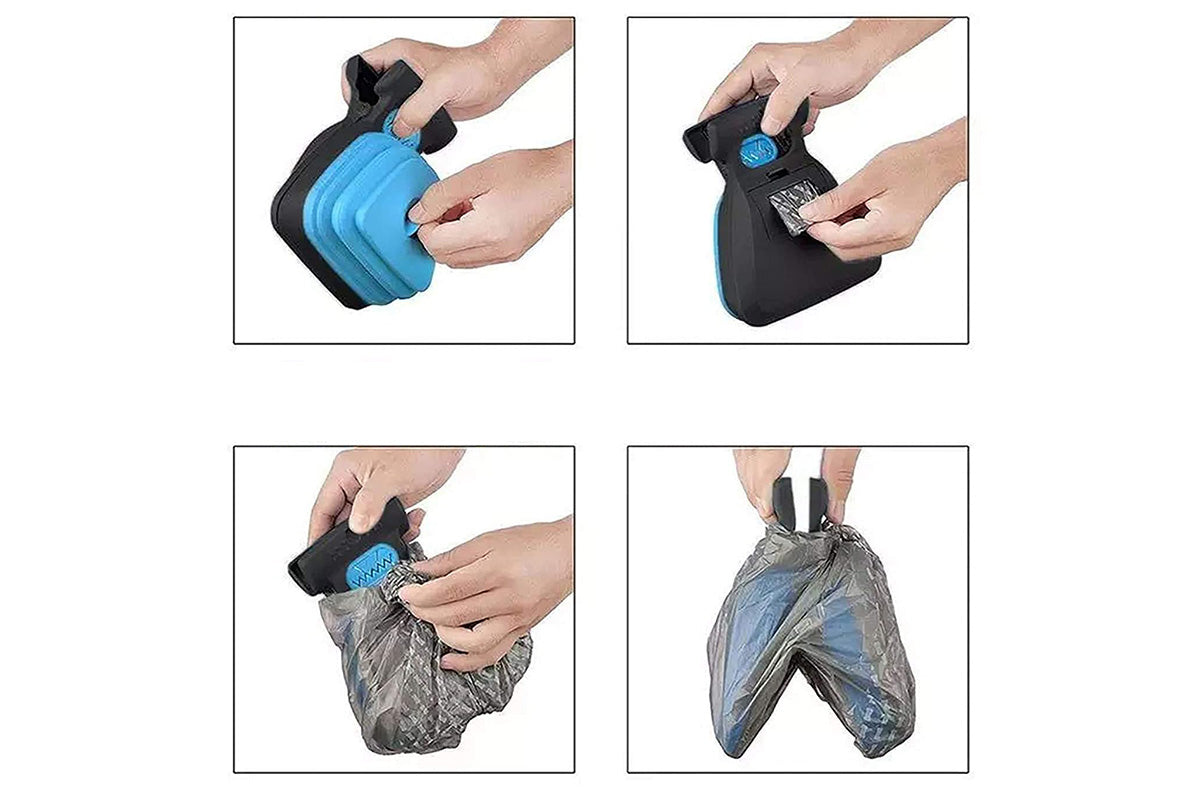 Handheld Pet Pooper Scooper Easy Pickup Cleaner Foldable Pet Poop Grabber -Blue