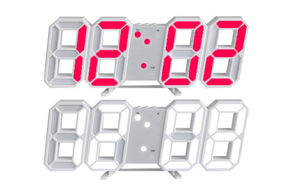 2Pcs 3D LED Digital Wall Clock Alarm Clocks With APP Control For Bedroom-Red And White