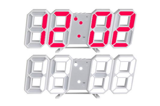 2Pcs 3D LED Digital Wall Clock Alarm Clocks With APP Control For Bedroom-Red And White