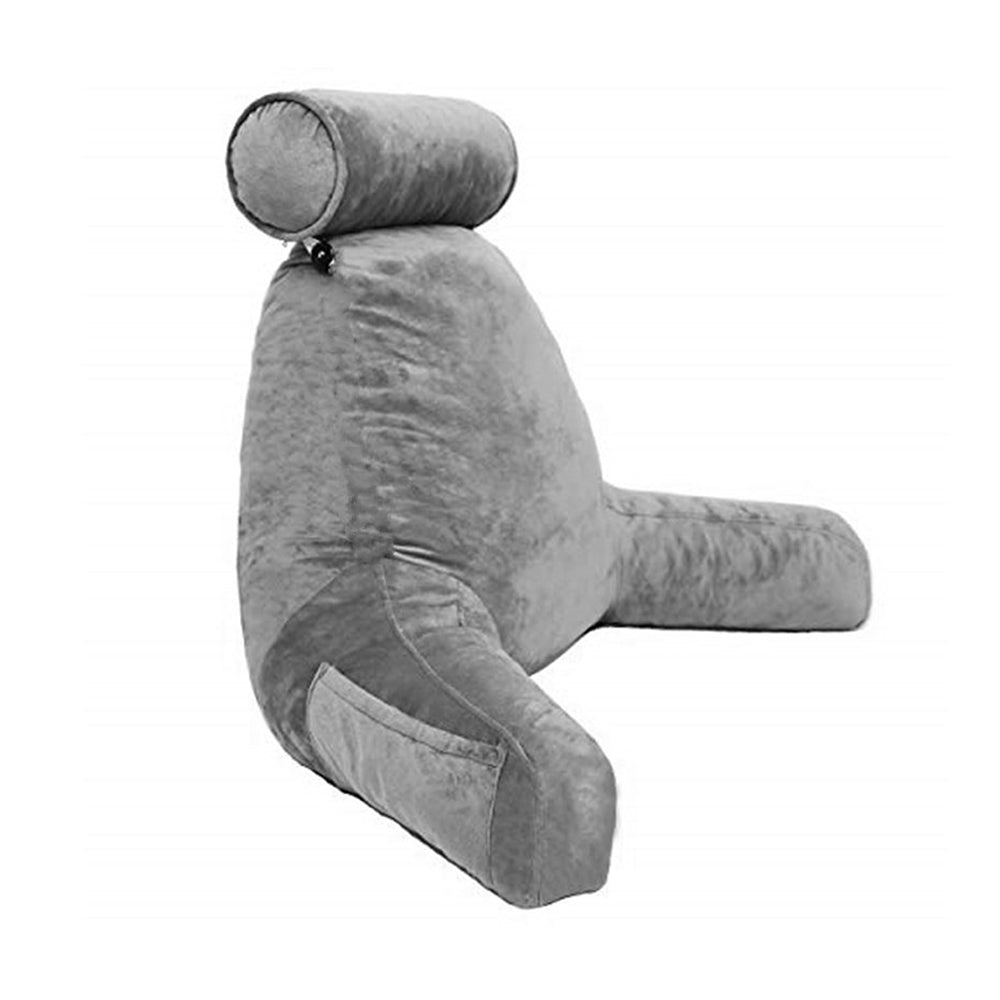 Backrest Pillow Neck Lumbar Support Chair Cushion with Arms Headrest Grey