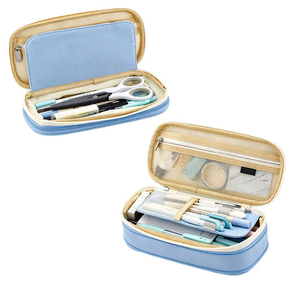 Expandable Zipper Pencil Case-Blue