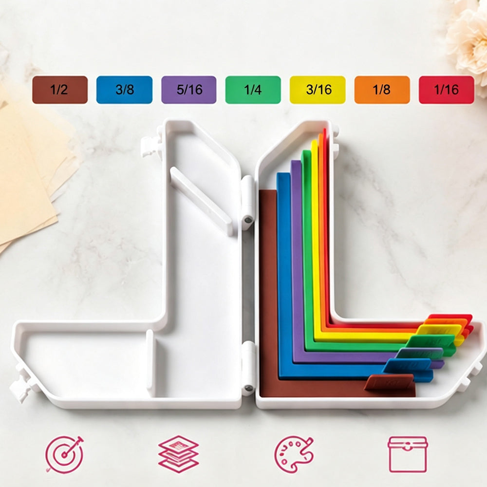 7Pcs Paper Crafting Alignment Guides Set with Storage Box for Card Making