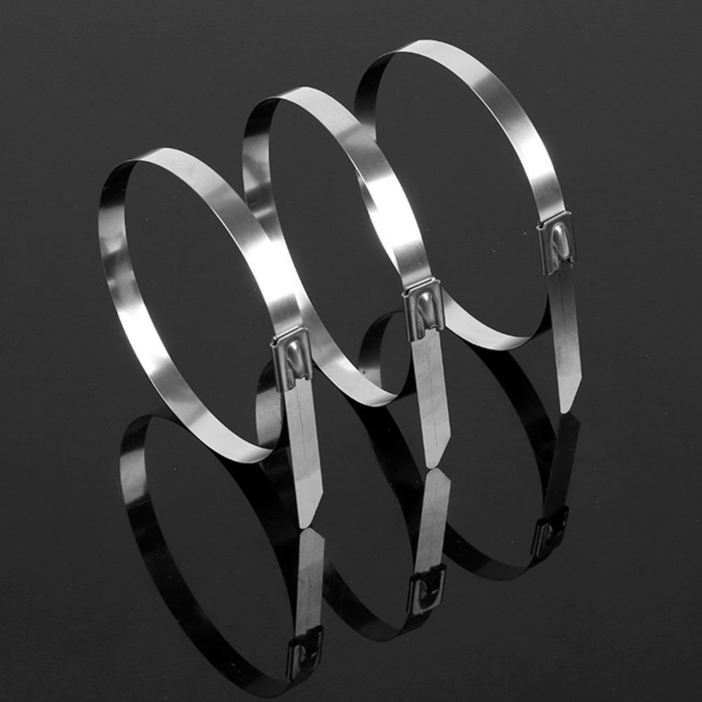 100 Piece 304 Stainless Steel Self-Locking Cable Ties 0.46 cm Wide 30 cm
