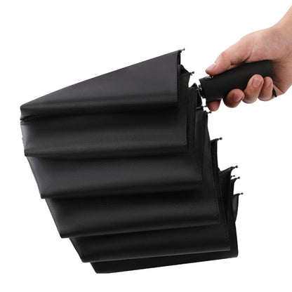 Automatic Folding Umbrella UV Protection Sun Umbrella with Safe Reflective Stripe Black