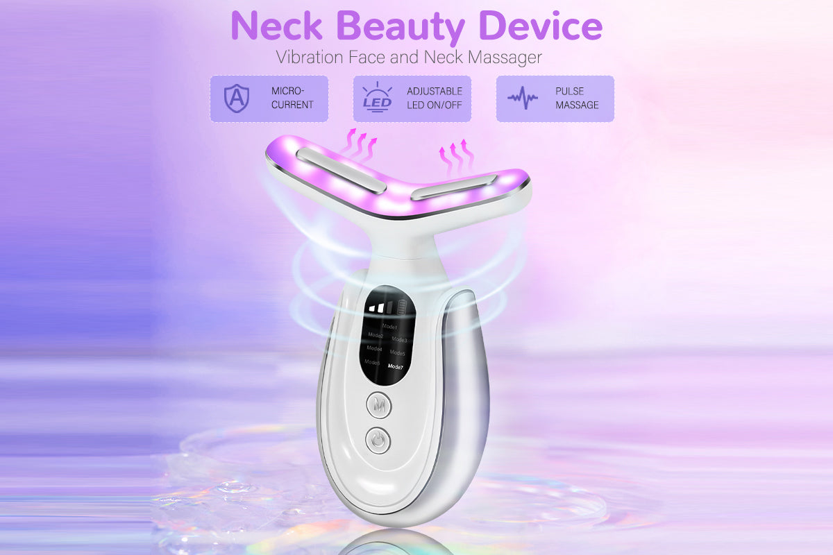 2Pcs  Neck Face Massager 7-in-1 Portable Facial Massager for Enhanced Face Neck and Shoulder Care with Vibrating and Warming Function