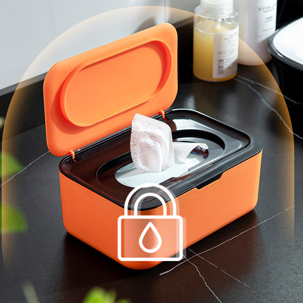 Wipes Dispenser Wipes Tissue Storage Case With Lid Refillable Wipe Holder-Orange
